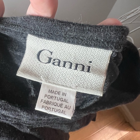 Anthropologie Ganni Threaded Trails Winter Jersey Swing Dress Size MP Charcoal - Picture 3 of 4